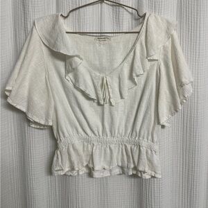 Billabong White Ruffled Top